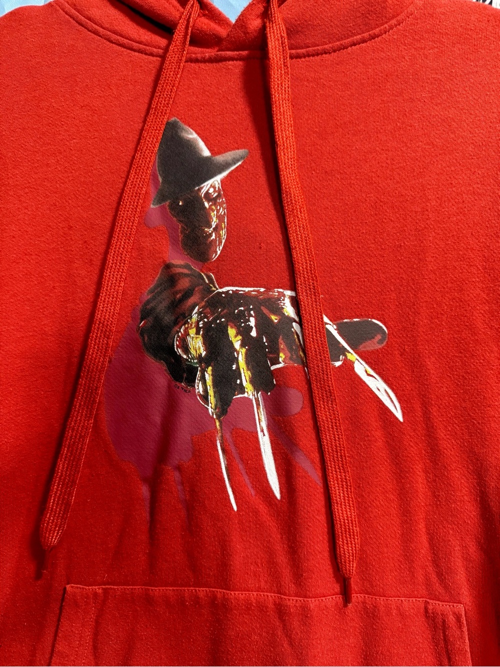 🔥A Nightmare on Elm Street Freddy Krueger Graphic Hoodie Red Pullover Size M